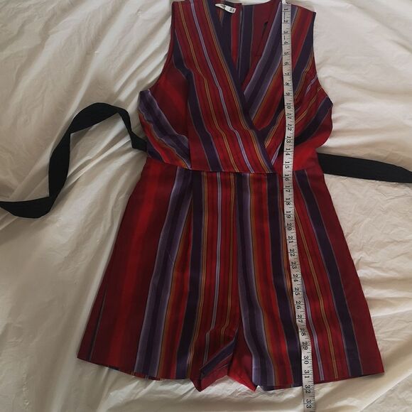 Mango Ladies Striped Short Jumpsuit XS Red , Purple - Picture 7 of 16